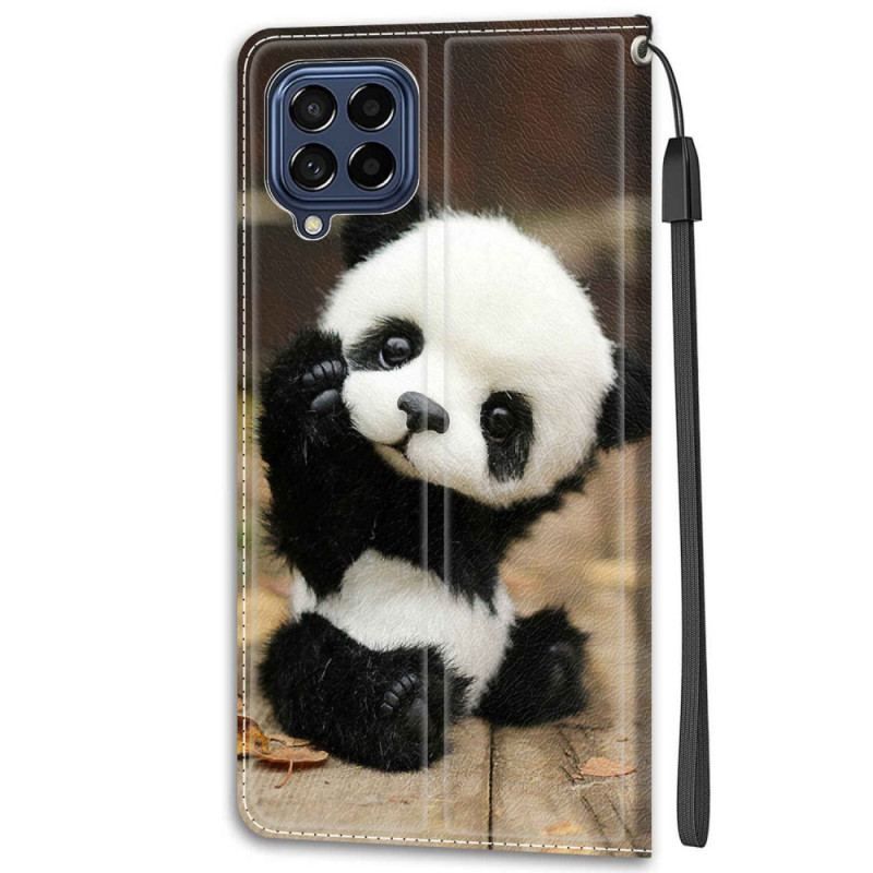 Housse Samsung Galaxy M53 5G Petit Panda à Lanière