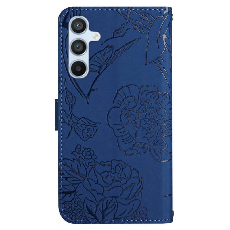 Housse Samsung Galaxy M55 5G Impression Papillons avec Bandoulière