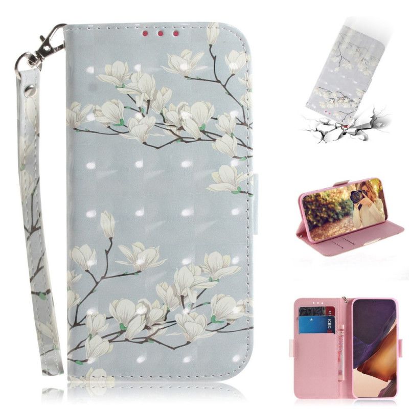 Housse Samsung Galaxy Note 20 Ultra Arbre En Fleurs À Lanière