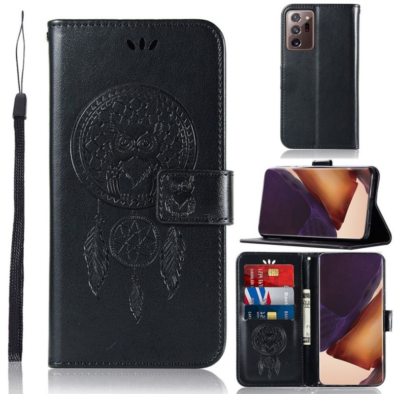 Housse Samsung Galaxy Note 20 Ultra Effet Cuir Attrape Rêves Hibou