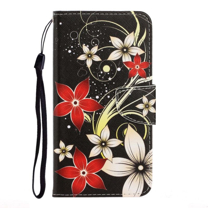 Housse Samsung Galaxy Note 20 Ultra Fleurs Colorées À Lanière