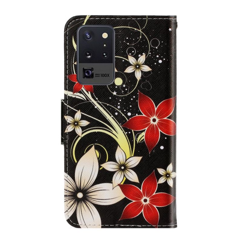 Housse Samsung Galaxy Note 20 Ultra Fleurs Colorées À Lanière