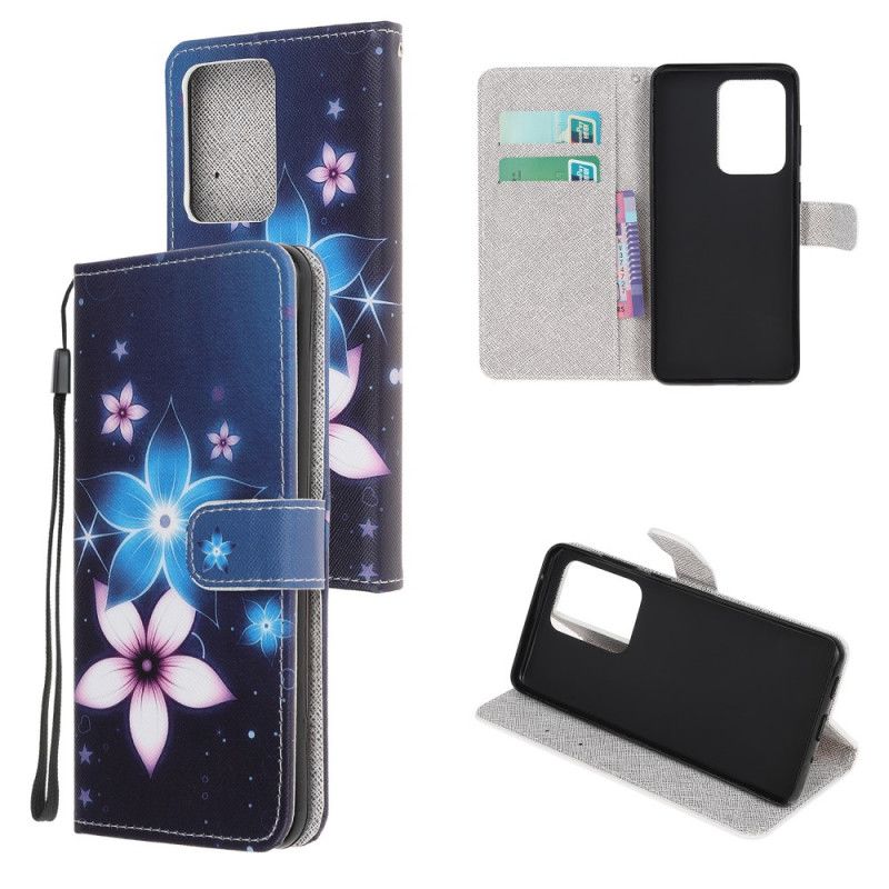 Housse Samsung Galaxy Note 20 Ultra Fleurs Lunaires À Lanière