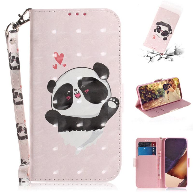 Housse Samsung Galaxy Note 20 Ultra Panda Love À Lanière