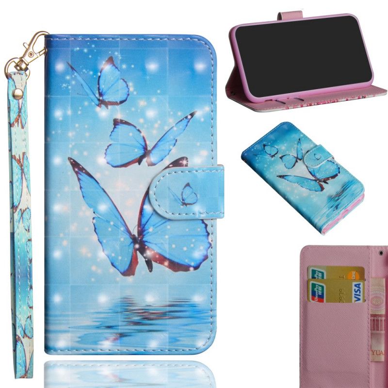 Housse Samsung Galaxy Note 20 Ultra Papillons Bleus Volants