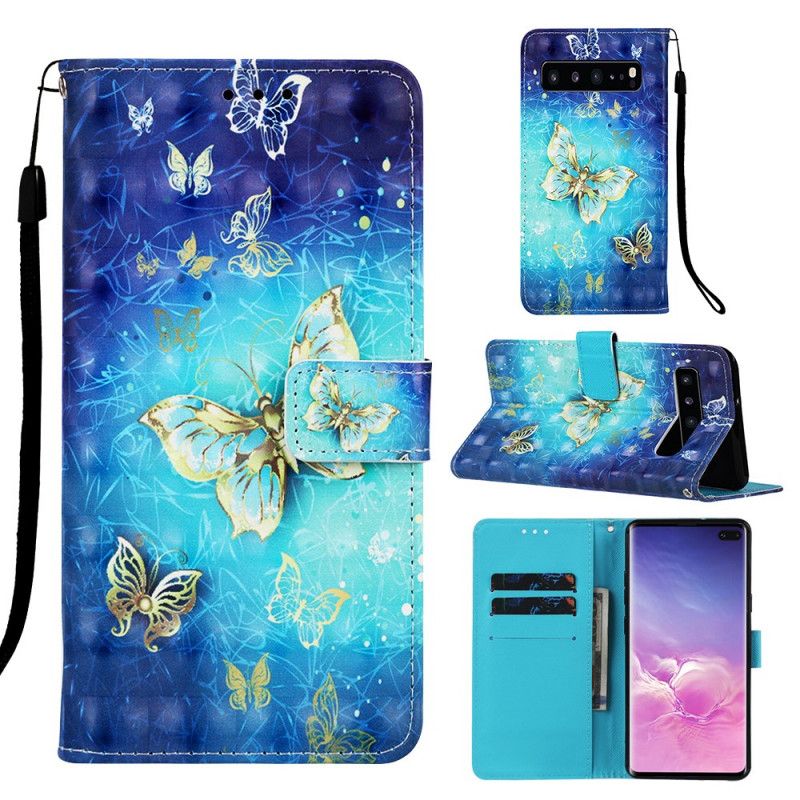 Housse Samsung Galaxy S10 5g Papillons Dorés