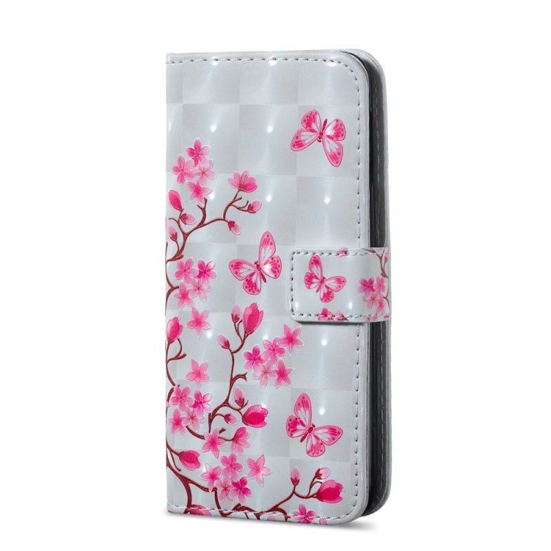 Housse Samsung Galaxy S10e Papillons Et Fleurs Tapissés