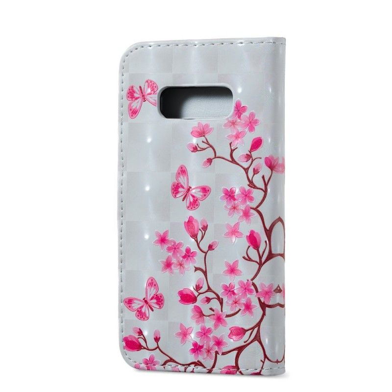 Housse Samsung Galaxy S10e Papillons Et Fleurs Tapissés