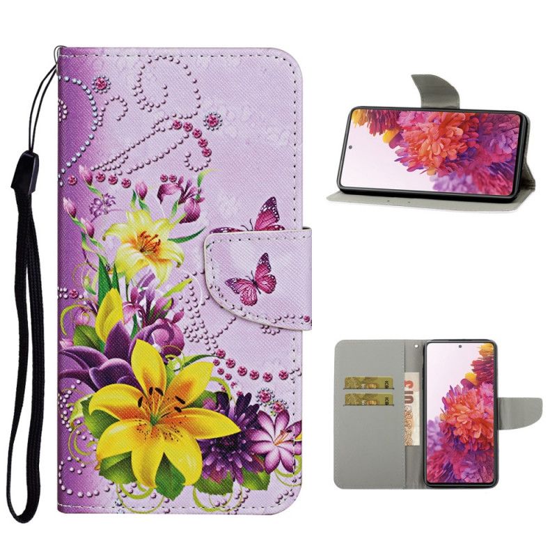 Housse Samsung Galaxy S20 Fe Fleurs Magistrales Avec Lanière