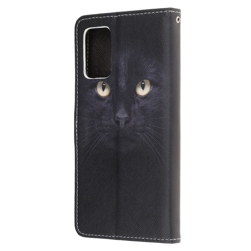 Housse Samsung Galaxy S20 Fe Yeux De Chat Noir À Lanière