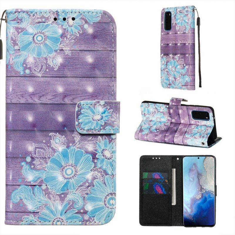 Housse Samsung Galaxy S20 Fleurs Bleues