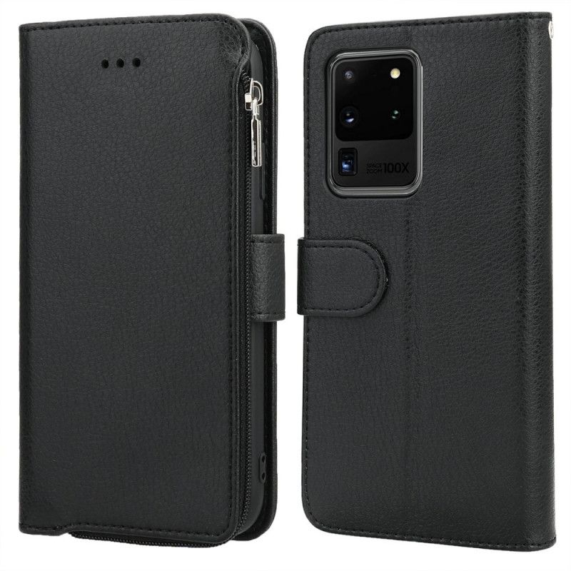 Housse Samsung Galaxy S20 Ultra Micofibres Style Cuir Poche Zippée