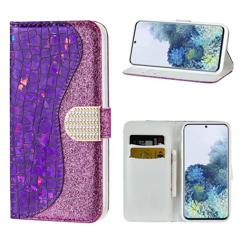 Housse Samsung Galaxy S21 5g Croco Diamants