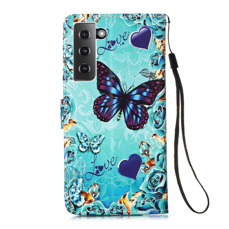 Housse Samsung Galaxy S21 5g Papillons Dorés