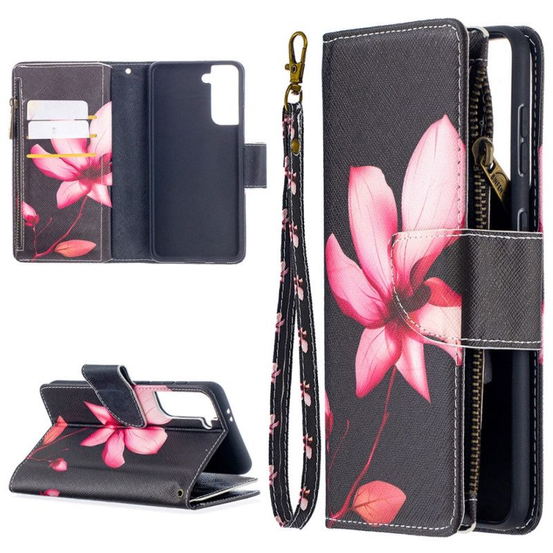 Housse Samsung Galaxy S21 5g Poche Zippée Fleur