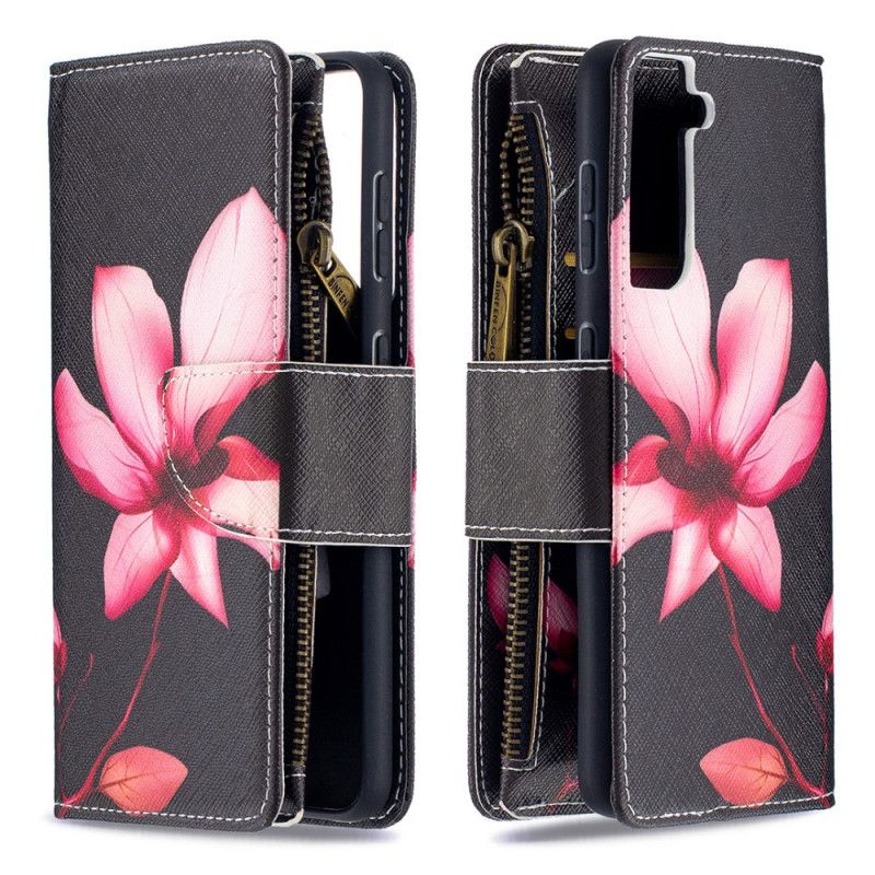 Housse Samsung Galaxy S21 5g Poche Zippée Fleur