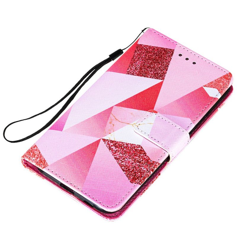 Housse Samsung Galaxy S21 5g Triangles Magenta Et Paillettes