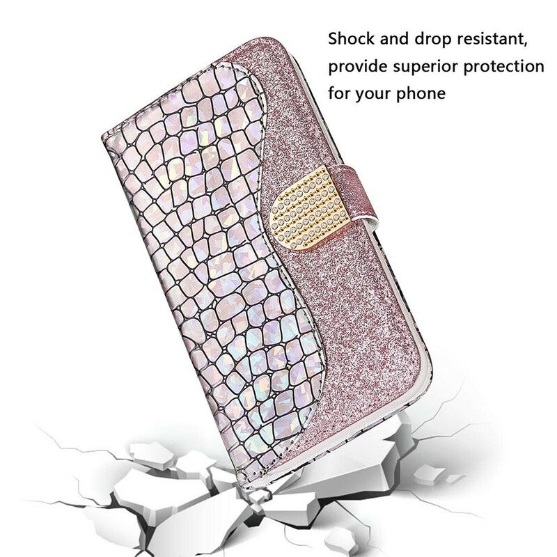 Housse Samsung Galaxy S21 FE Croco Diamants