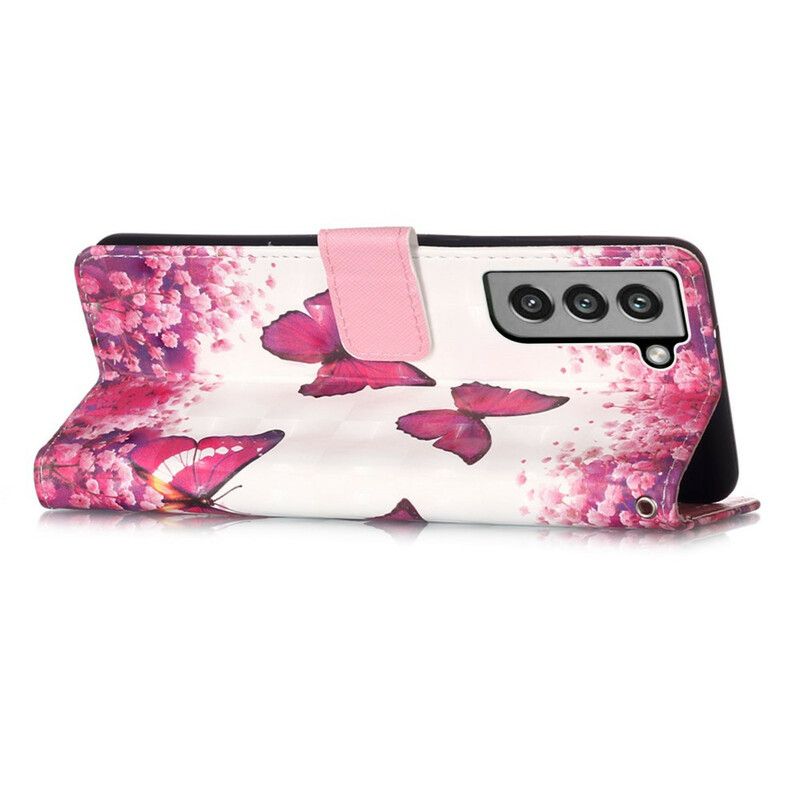 Housse Samsung Galaxy S21 FE Papillons Rouges