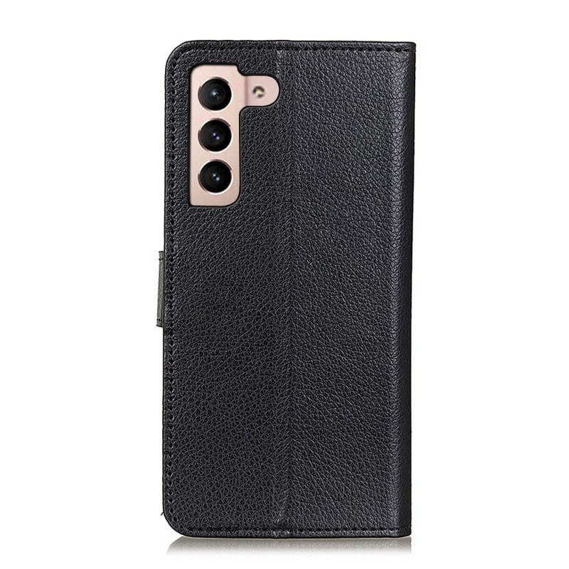 Housse Samsung Galaxy S22 5G Cuir Litchi Traditionnel