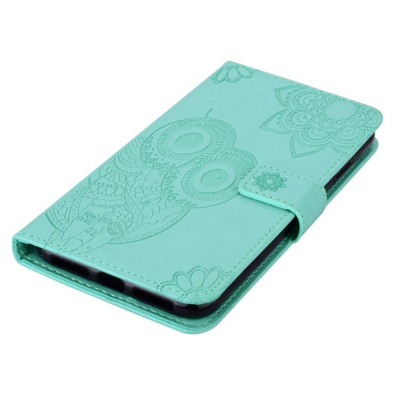 Housse Samsung Galaxy S22 5G Hibou Mandala et Lanière