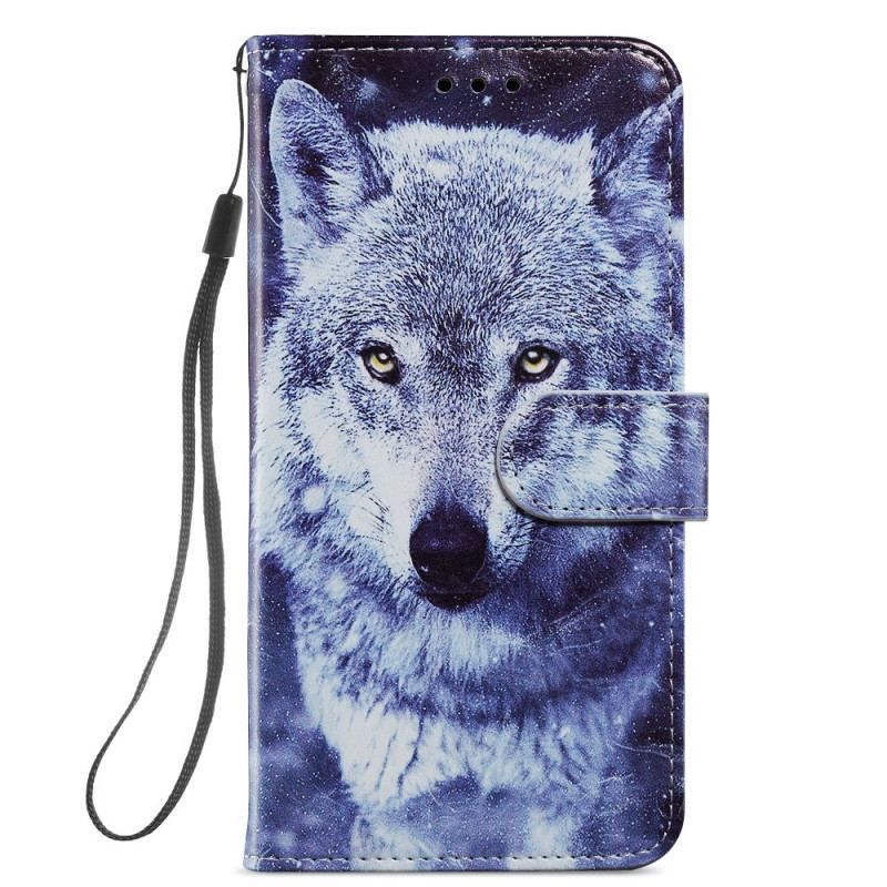 Housse Samsung Galaxy S22 5G Magnifiques Loups avec Lanière