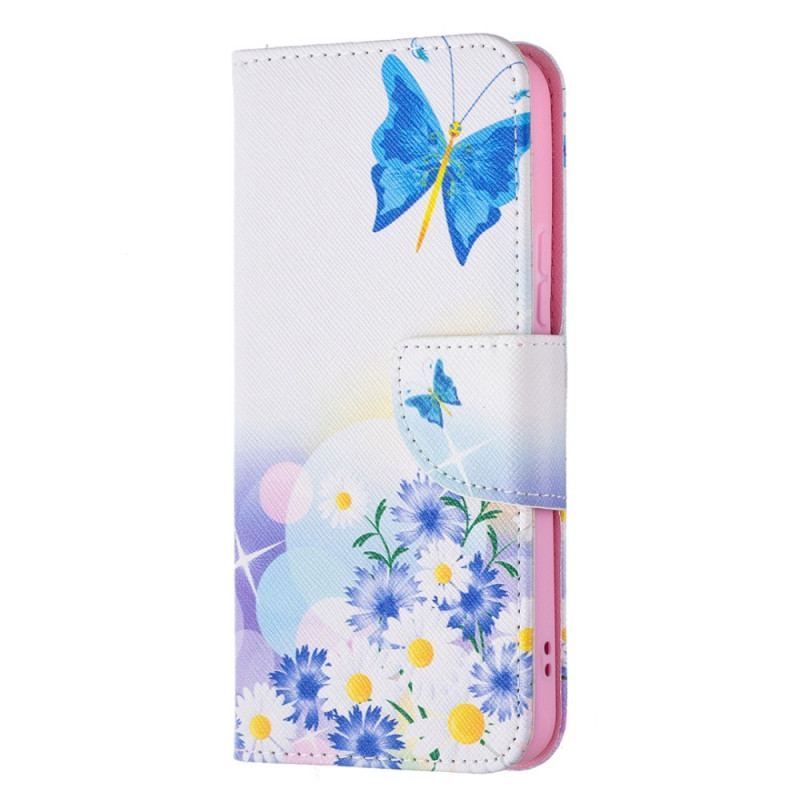 Housse Samsung Galaxy S22 5G Papillons et Fleurs Peints
