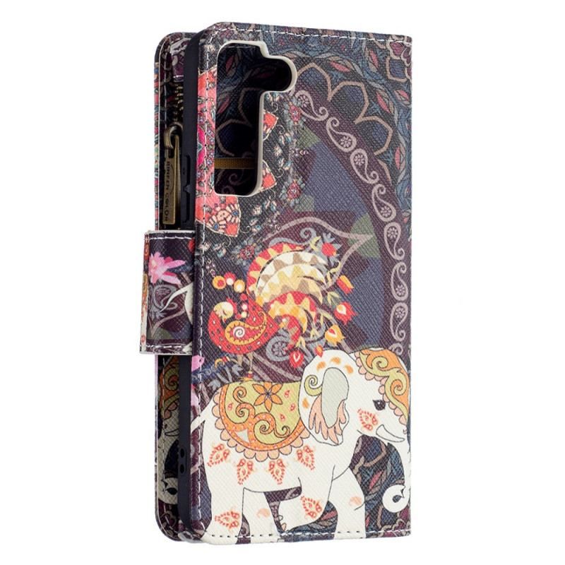 Housse Samsung Galaxy S22 5G Poche Zippée Éléphant