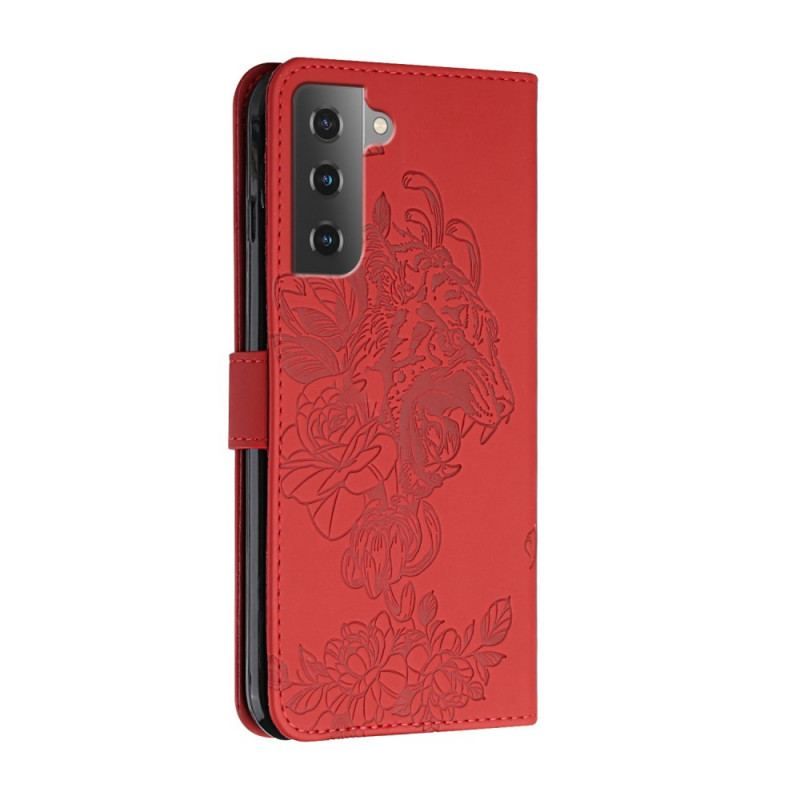 Housse Samsung Galaxy S22 5G Tigre Baroque à Lanière