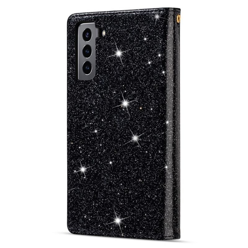 Housse Samsung Galaxy S22 Plus 5G Paillettes Portefeuille Zip