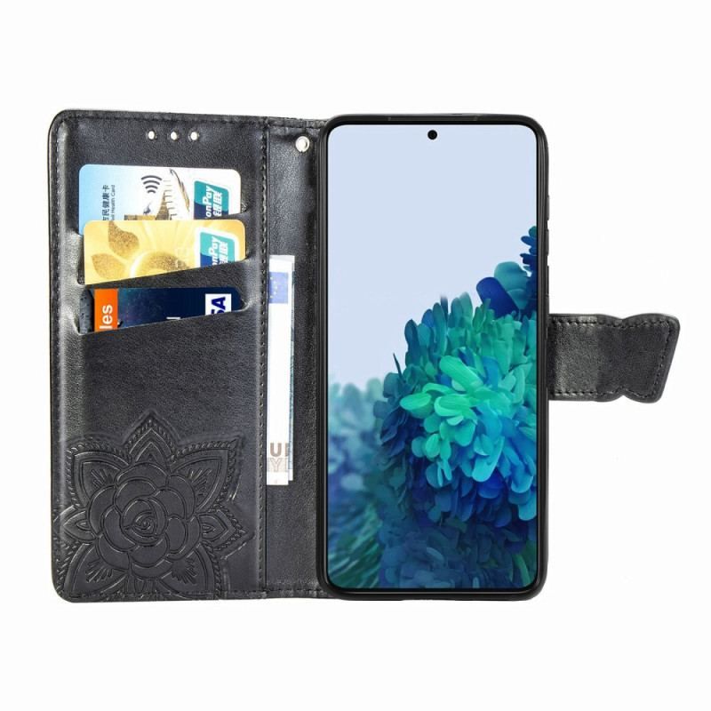 Housse Samsung Galaxy S22 Plus 5G Papillon Design avec Lanière