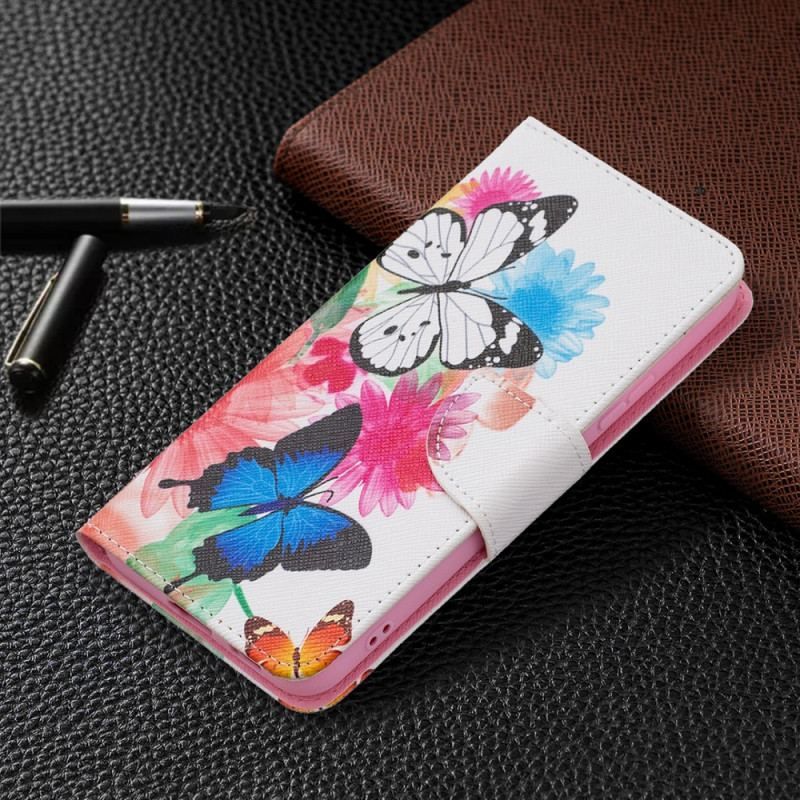 Housse Samsung Galaxy S22 Plus 5G Papillons et Fleurs Peints