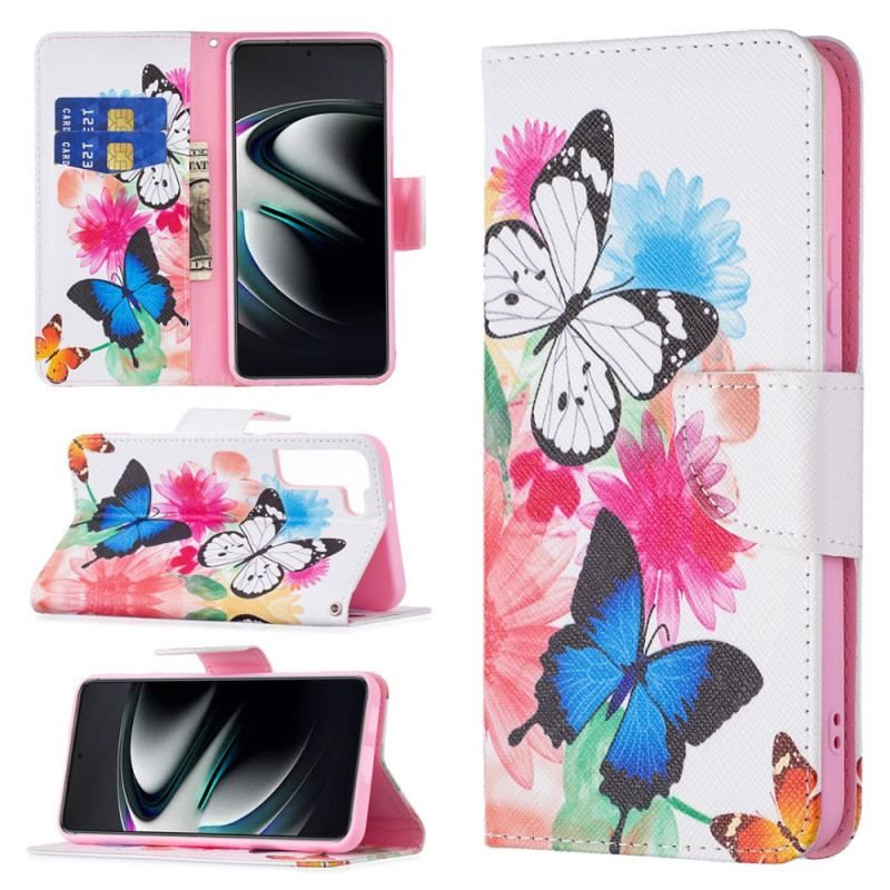 Housse Samsung Galaxy S22 Plus 5G Papillons et Fleurs Peints