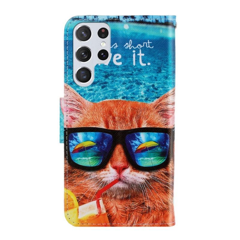 Housse Samsung Galaxy S22 Ultra 5G Cat Live It à Lanière