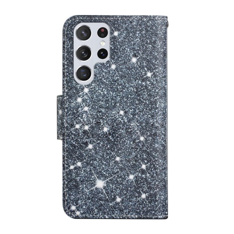 Housse Samsung Galaxy S22 Ultra 5G Paillettes à Lanière