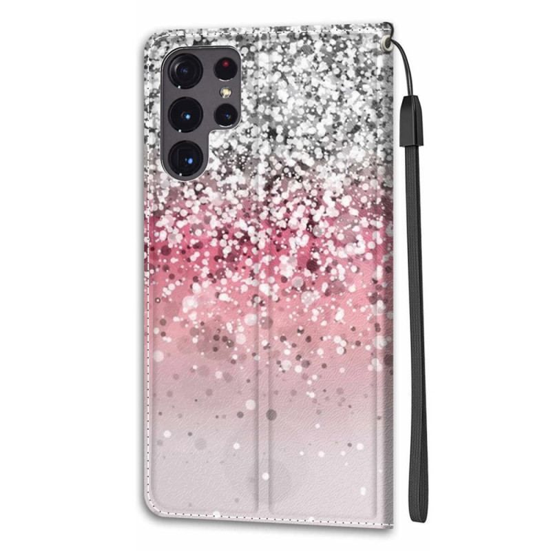 Housse Samsung Galaxy S22 Ultra 5G Paillettes avec Lanière