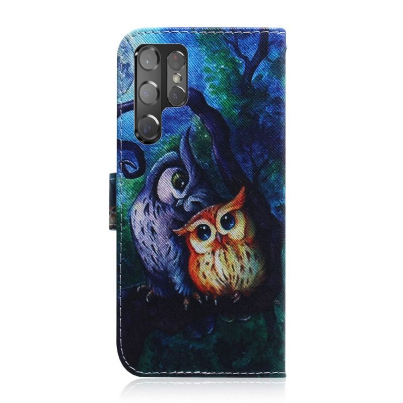 Housse Samsung Galaxy S22 Ultra 5G Peinture de Hiboux