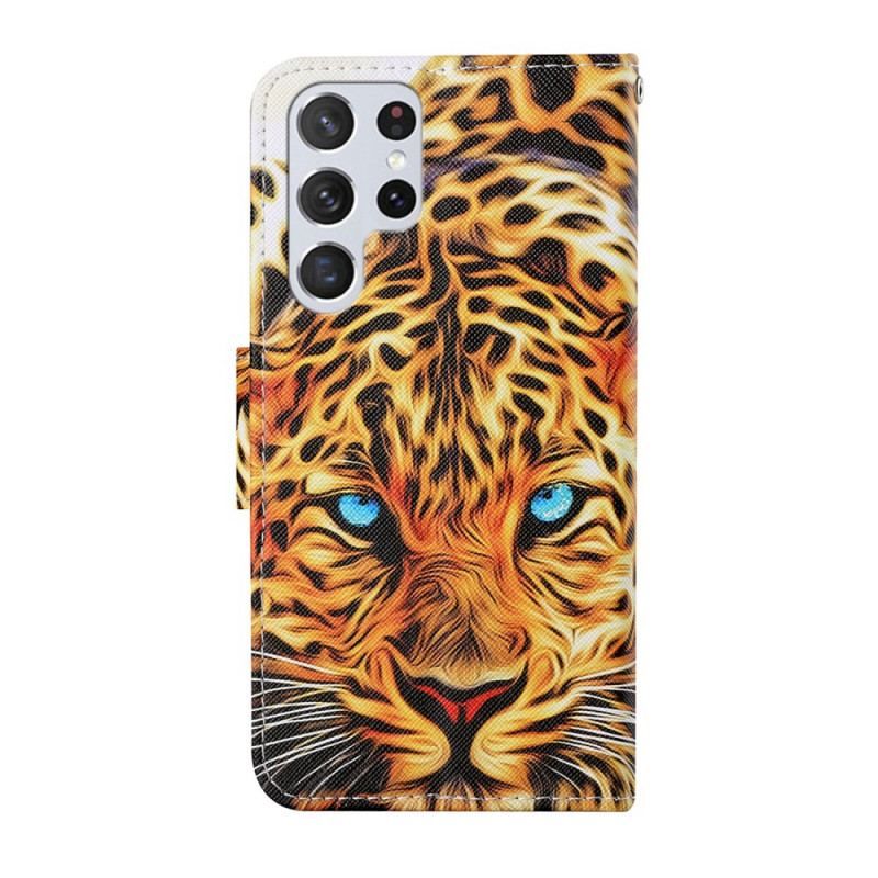 Housse Samsung Galaxy S22 Ultra 5G Tigre avec Lanière