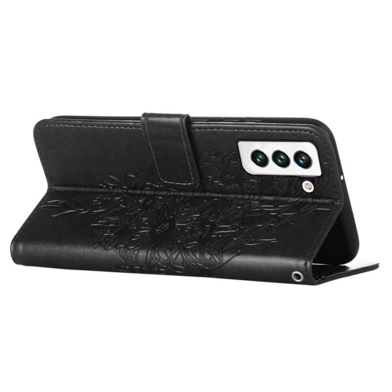 Housse Samsung Galaxy S23 5G Papillon Design avec Lanière