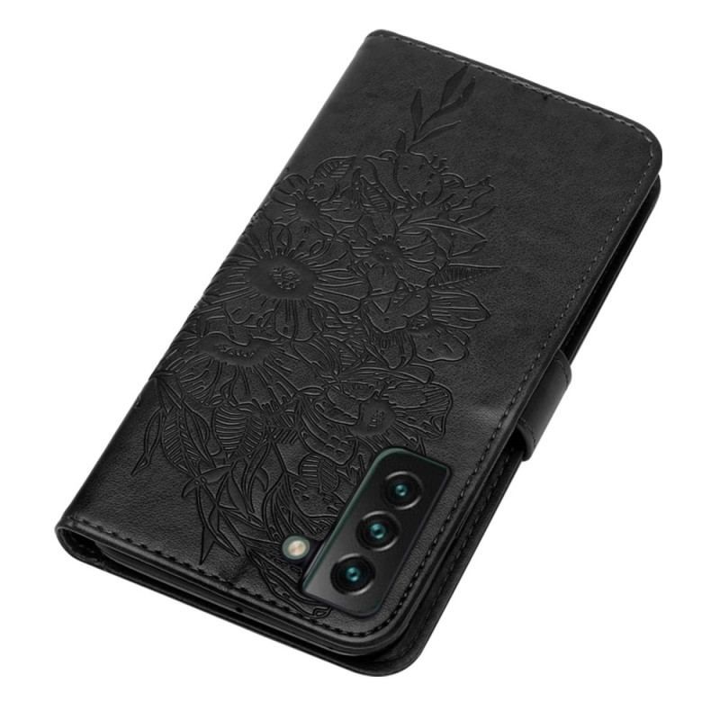 Housse Samsung Galaxy S23 Plus 5G Papillon Baroque à Lanière