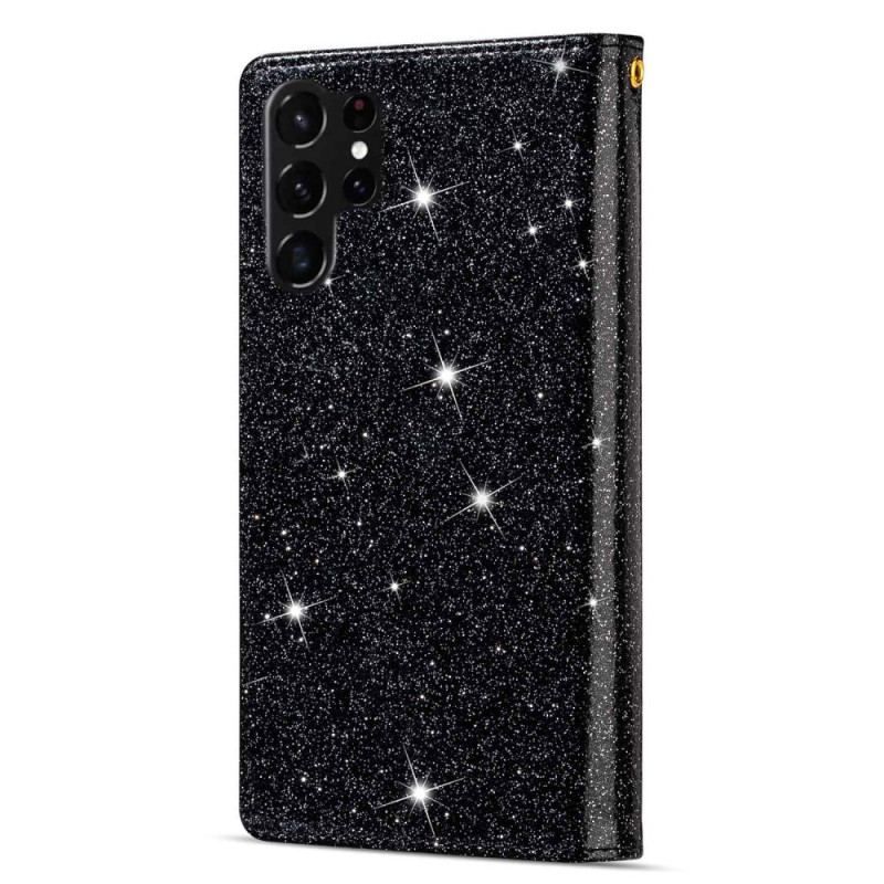 Housse Samsung Galaxy S23 Ultra 5G Paillettes Portefeuille