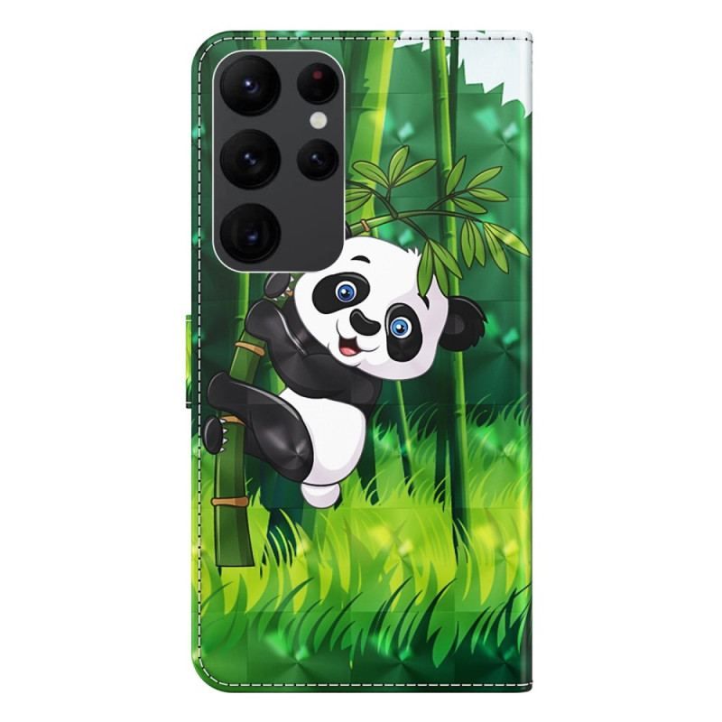 Housse Samsung Galaxy S23 Ultra 5G Panda Bambou à Lanière