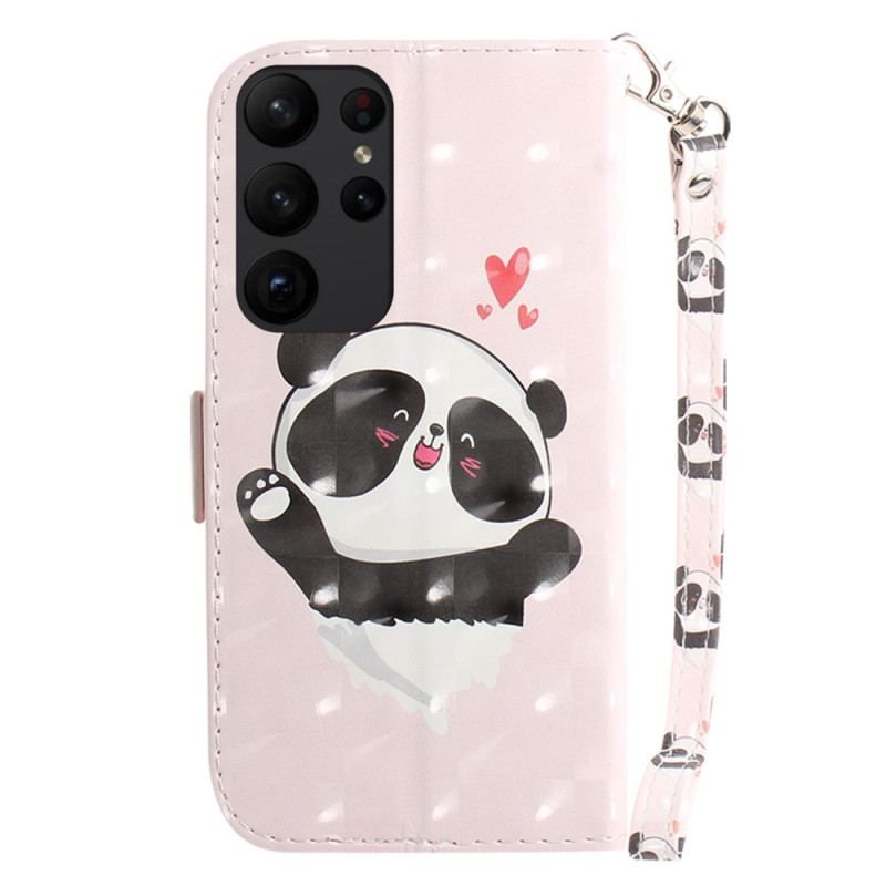 Housse Samsung Galaxy S23 Ultra 5G Petit Panda à Lanière