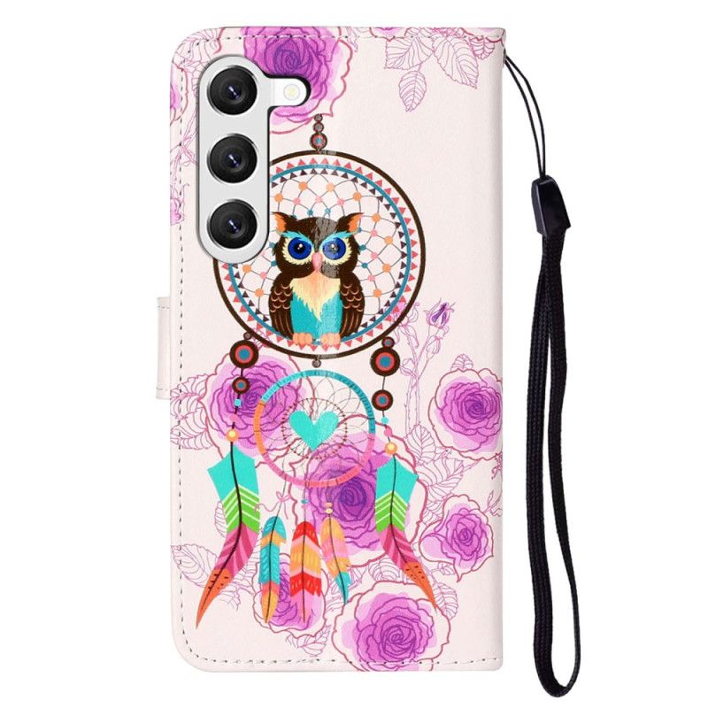 Housse Samsung Galaxy S24 5G Attrape-Rêves Hibou à Lanière