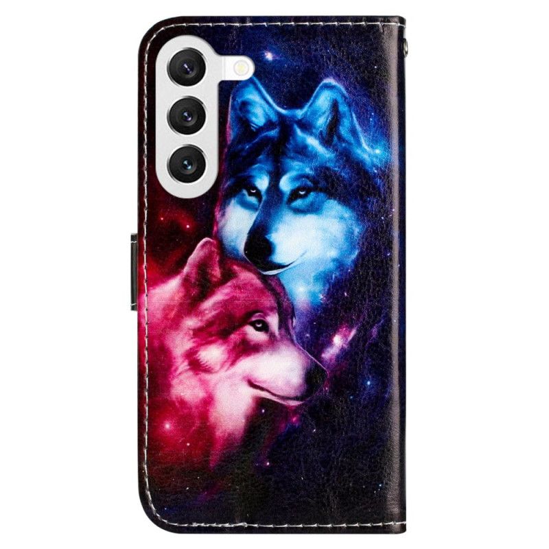 Housse Samsung Galaxy S24 5G Couple de Loups à Lanière