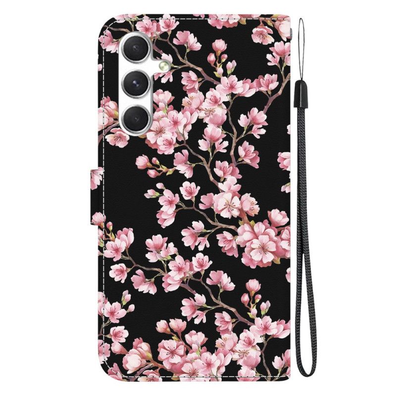 Housse Samsung Galaxy S24 5G Fleurs de Prunier à Lanière