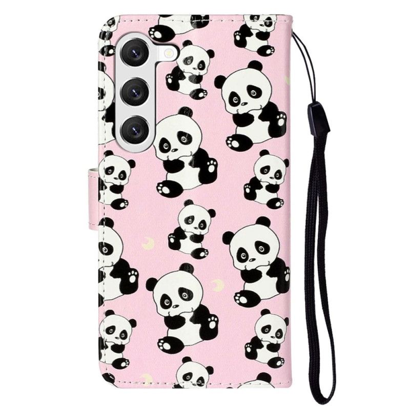 Housse Samsung Galaxy S24 5G Motif Panda à Lanière