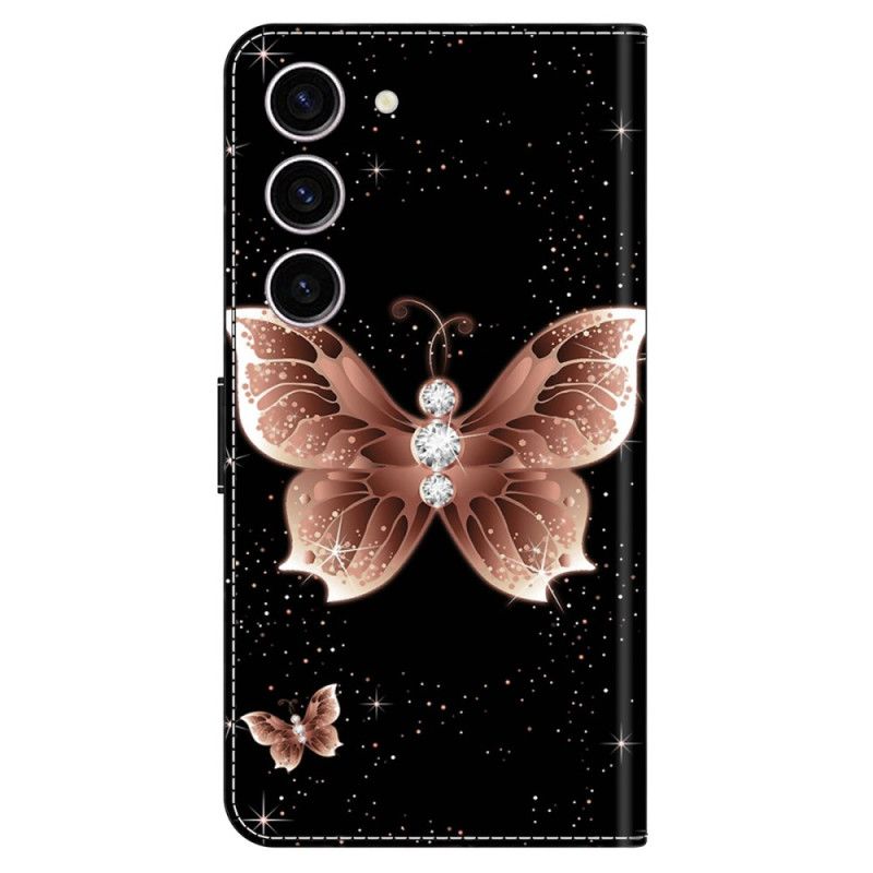 Housse Samsung Galaxy S24 5G Papillon Diamant Rose