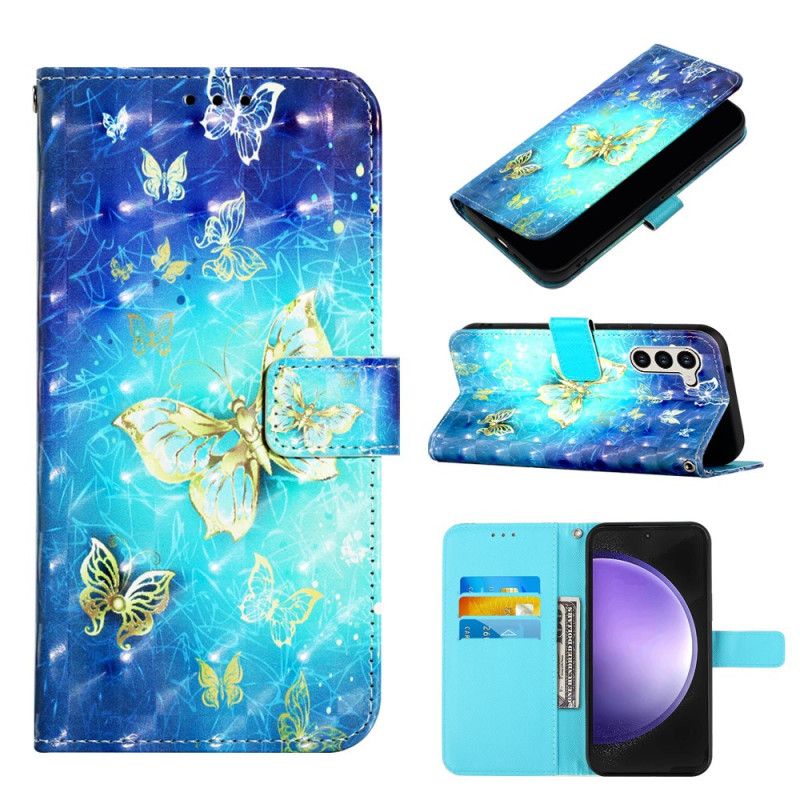 Housse Samsung Galaxy S24 5G Papillons dorés