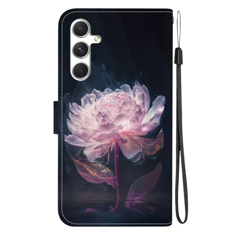 Housse Samsung Galaxy S24 5G Pivoine Pourpre à Lanière